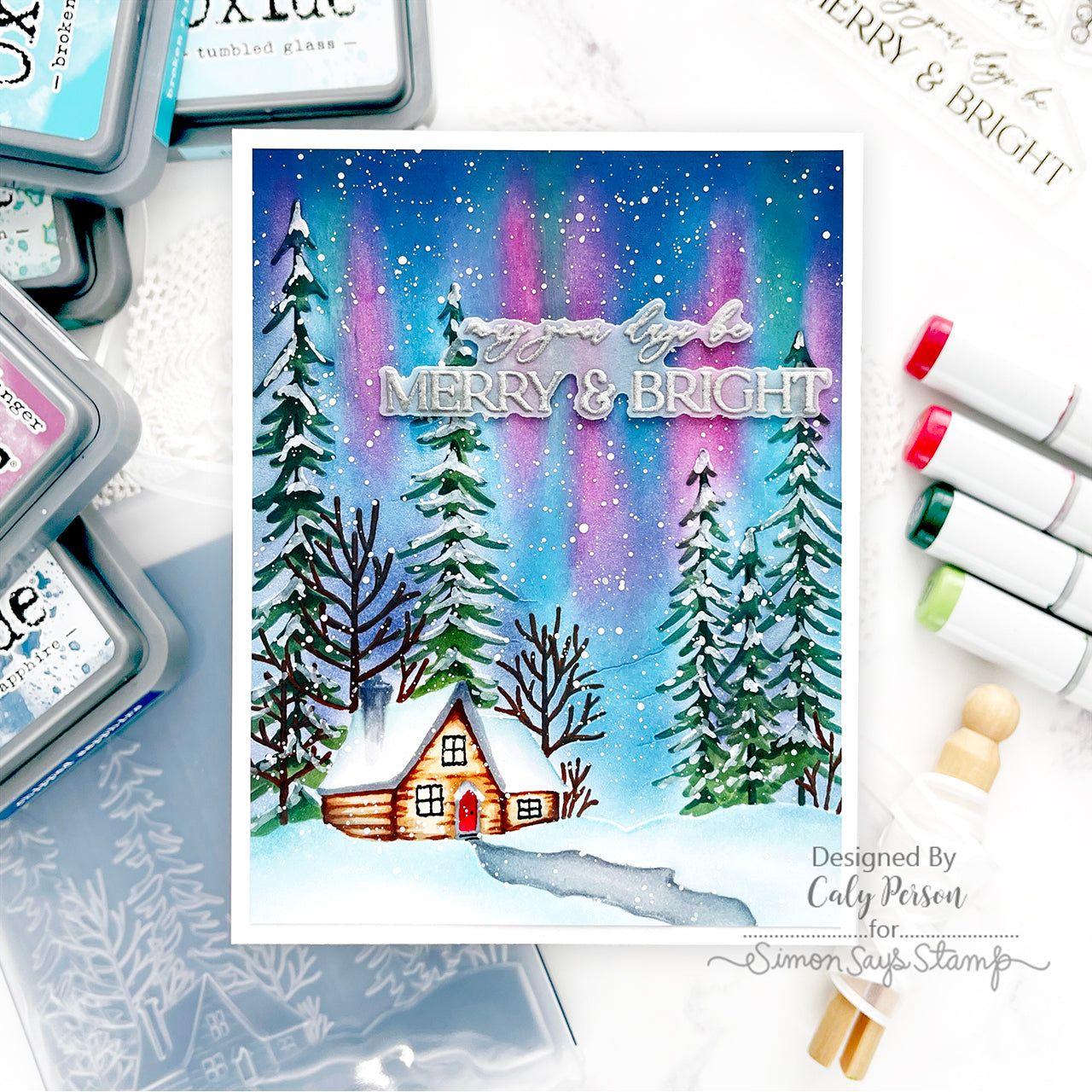 Simon Says Stamp Embossing Folder Wooded Cabin sf448 Festive Fun Christmas Card | color-code:ALT01