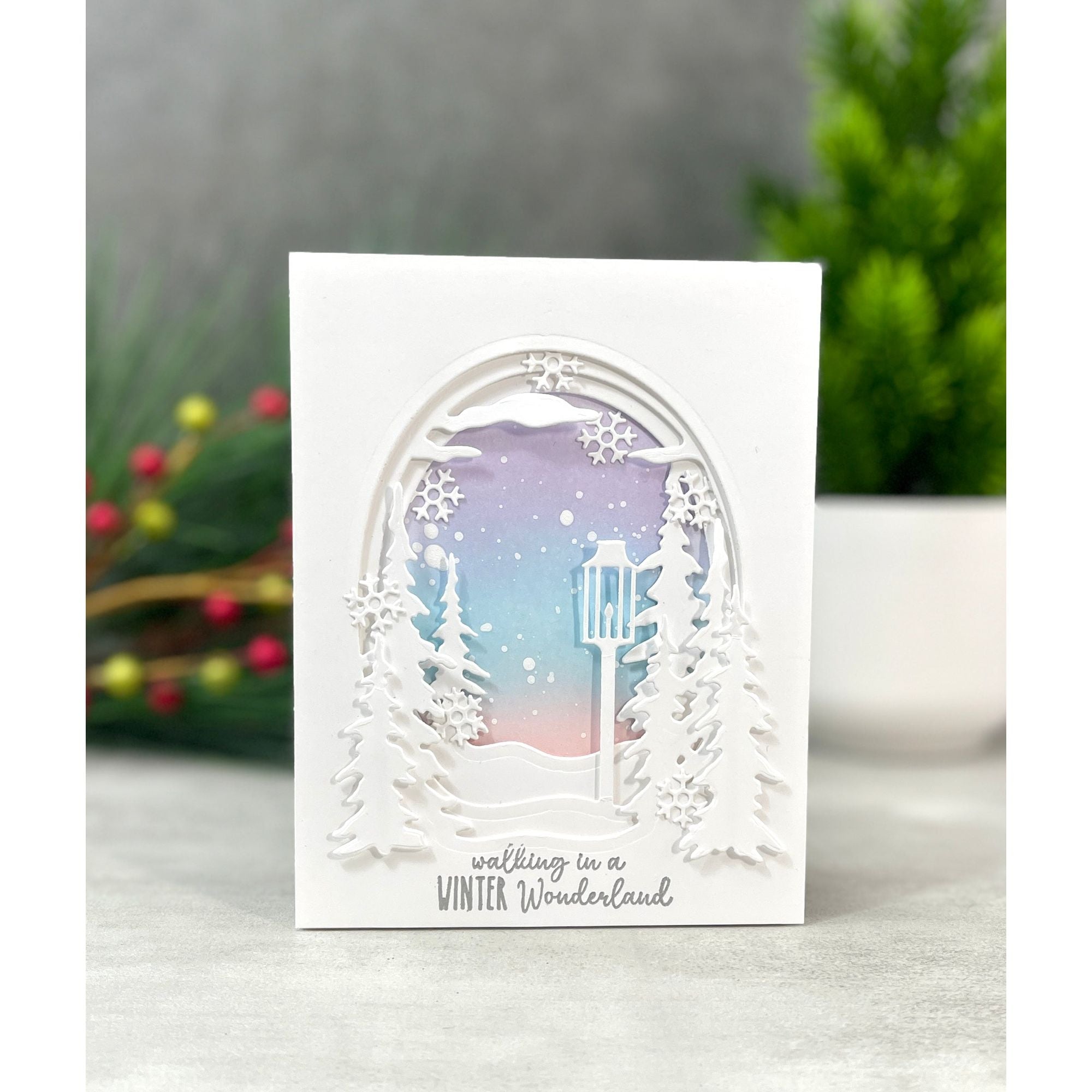Simon Says Stamp Woodland Treescape Wafer Dies 1231sd DieCember Christmas Card