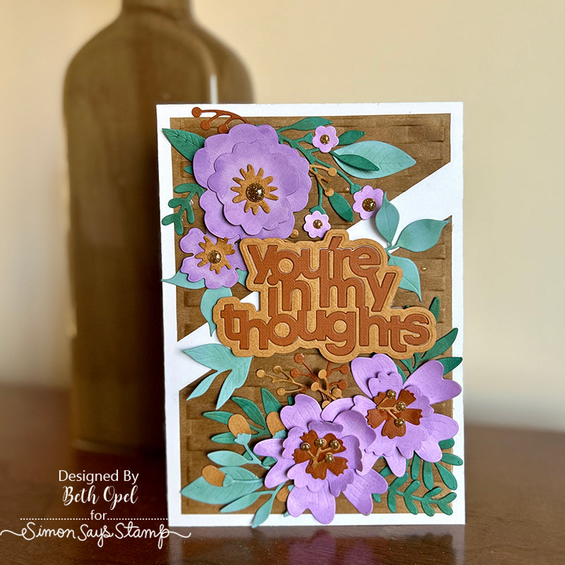 Simon Says Stamp Embossing Folder Woven sf372 Diecember In My Thoughts Card