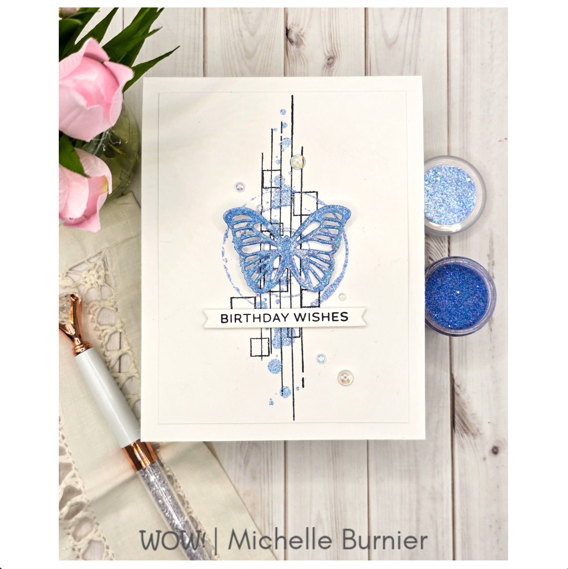 Wow Embossing Powder Bluebell Mist ws435r birthday wishes card