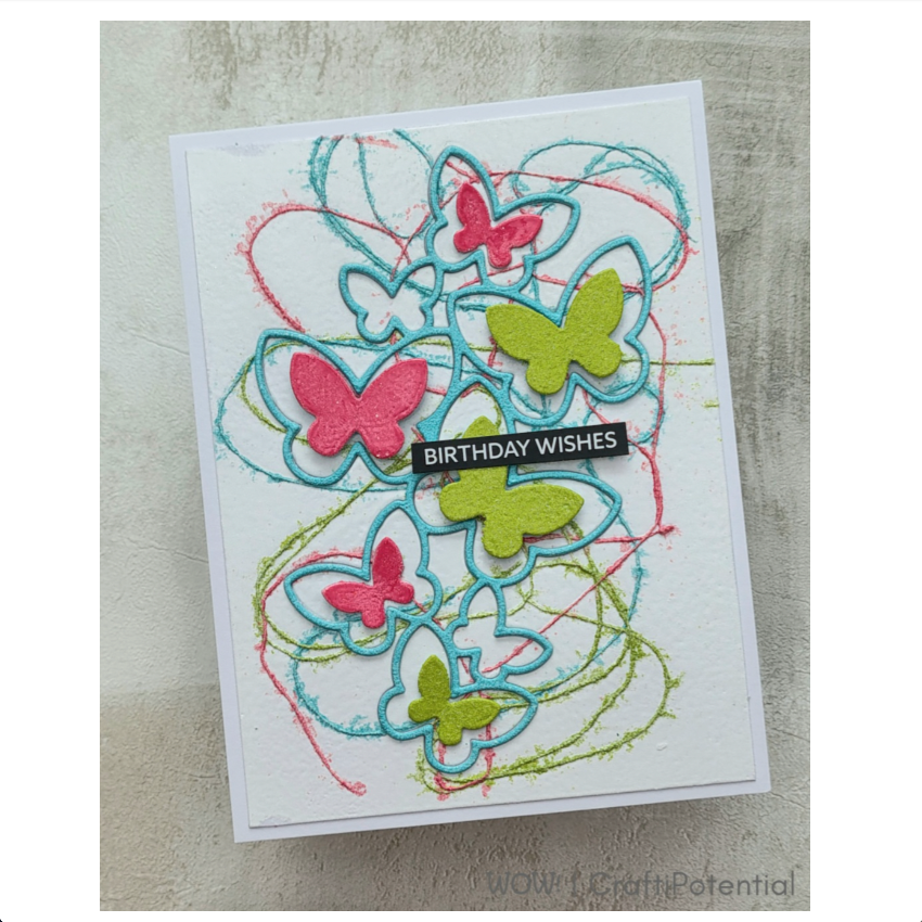 Wow Embossing Powder Electric Pulse wr12r butterflies birthday wishes card