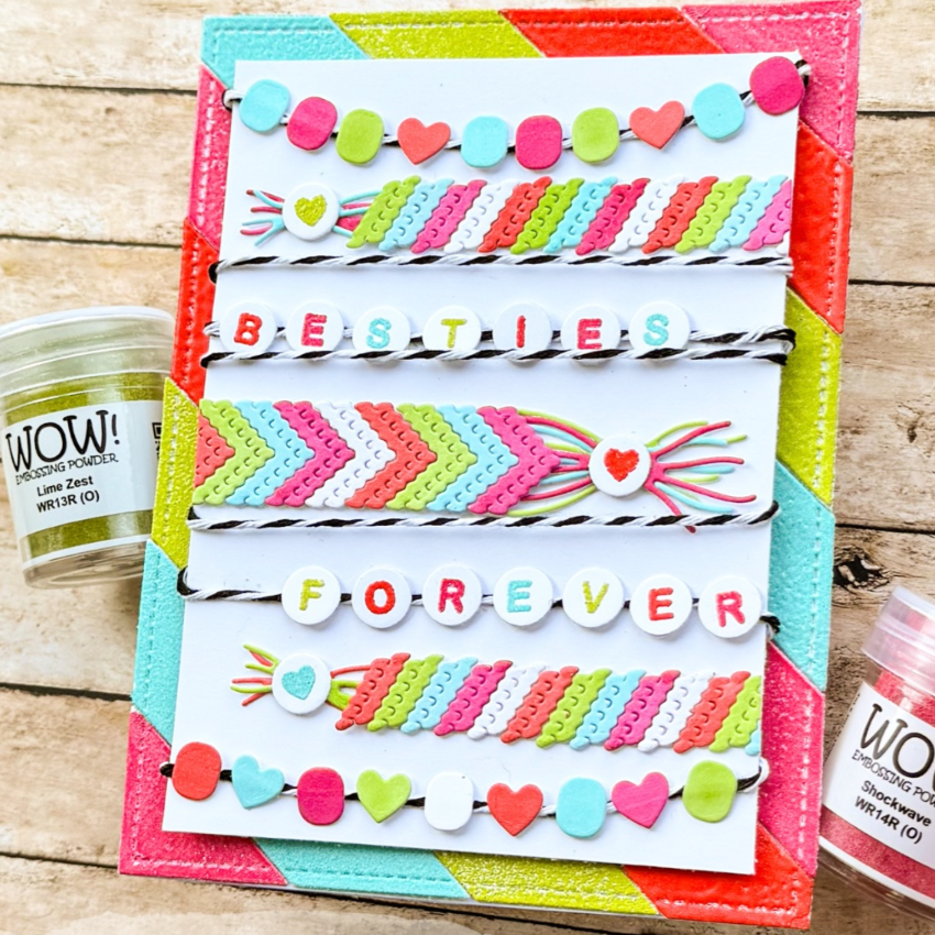 Wow Embossing Powder Electric Pulse wr12r hearts stripes friends forever card