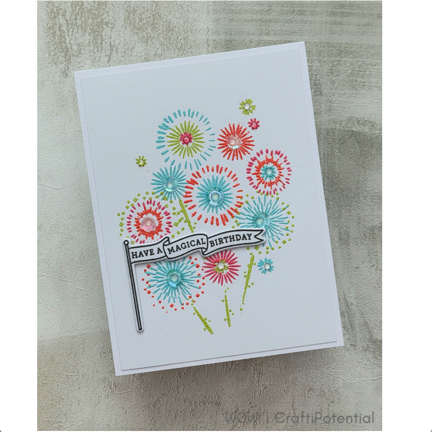 Wow Embossing Powder Inferno wk22r fireworks birthday card