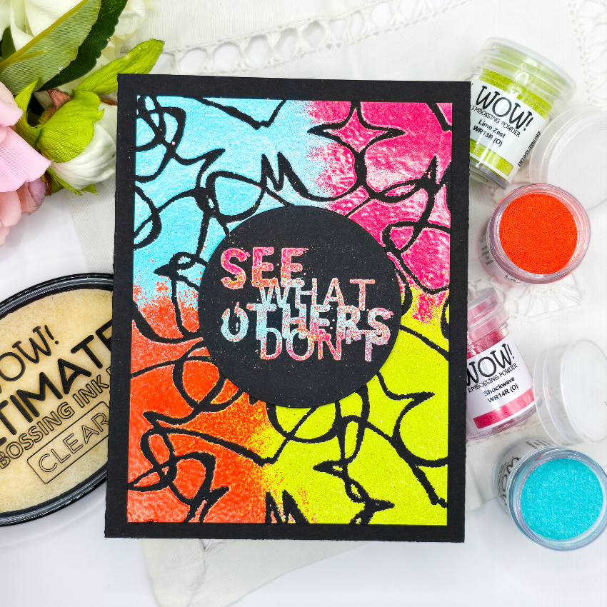 Wow Embossing Powder Lime Zest wr13r black squiggles card