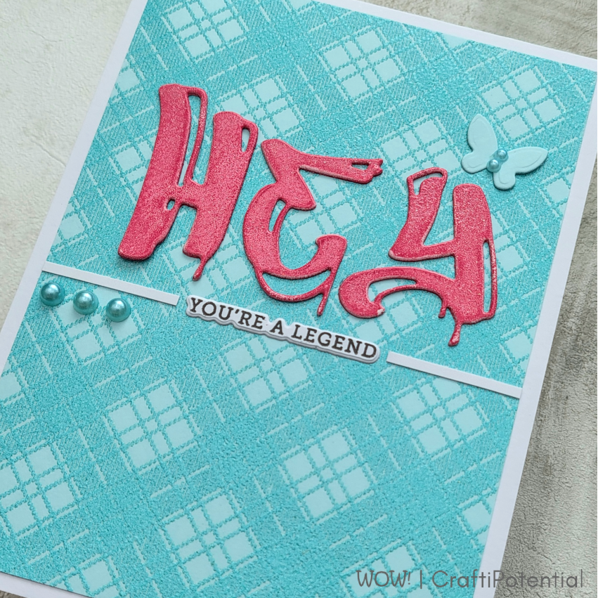 Wow Embossing Powder Shockwave wr14r blue argyle background hey card