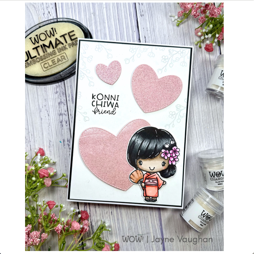 Wow Ultimate Clear Embossing Ink Pad wv016 pink hearts friend card