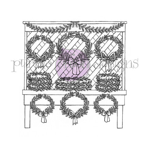 Purple Onion Designs Wreath Display Unmounted Cling Stamp pod1428*