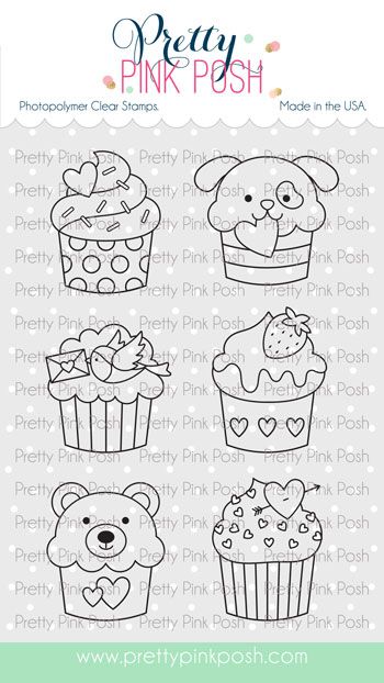 Pretty Pink Posh Valentine Cupcakes Clear Stamps