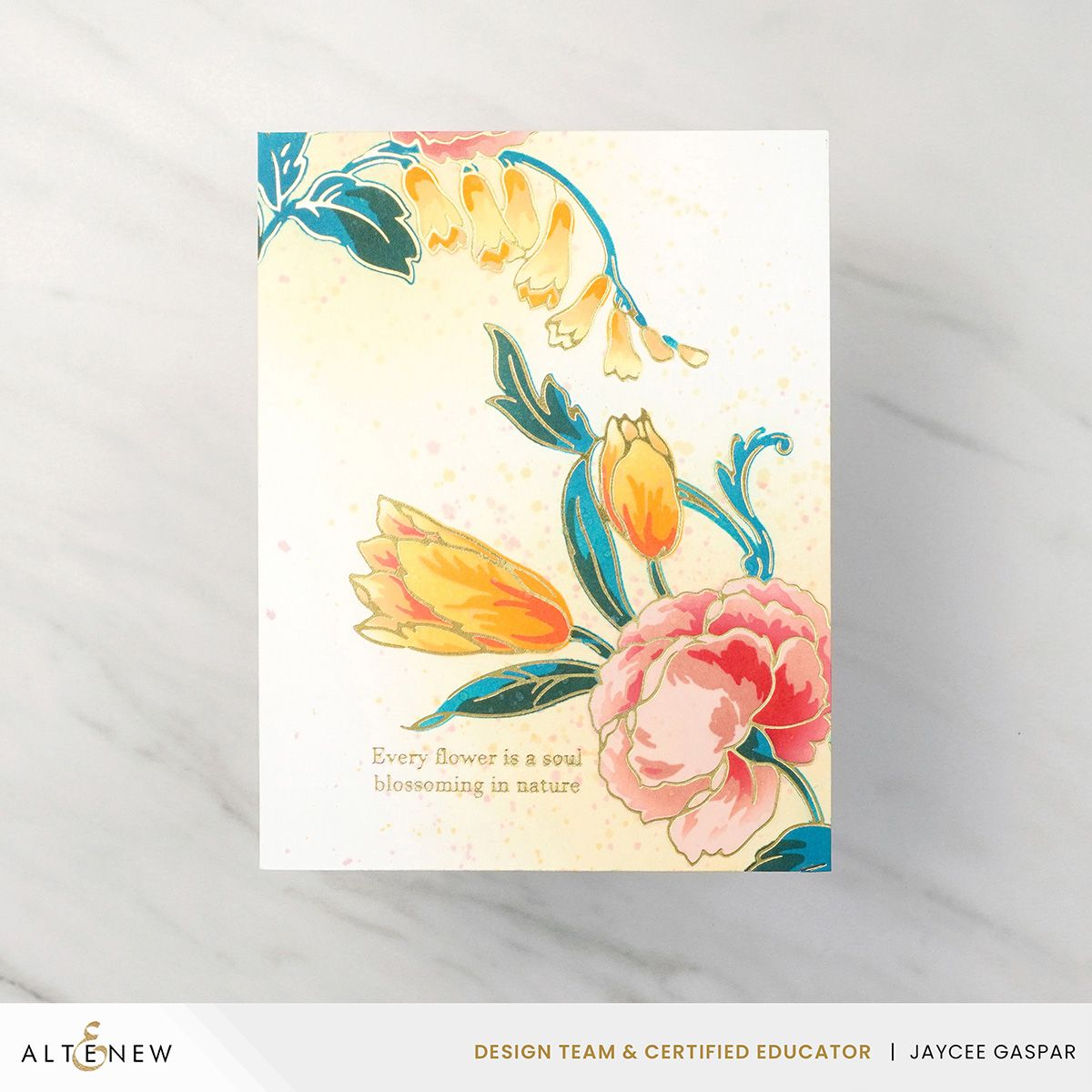 Altenew Spark Joy Ornamental Bouquet Hot Foil Plate and Stencil Set alt8098bn pretty flowers