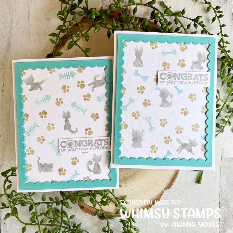Whimsy Stamps Stencil Stackers Furrbabies WSS140 congrats