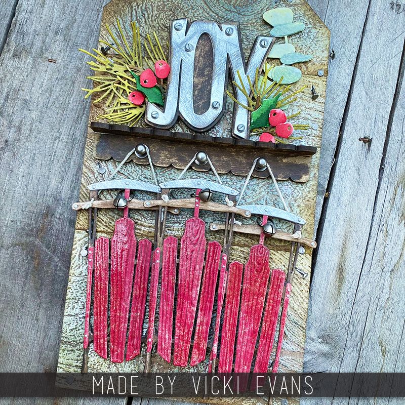 Tim Holtz Sizzix Vintage Sled Thinlits Dies 666339 red sleds