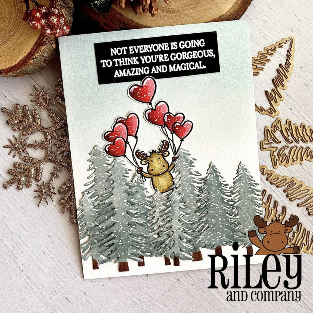 Riley And Company Funny Bones Morons Cling Rubber Stamp rwd-1203 pine trees