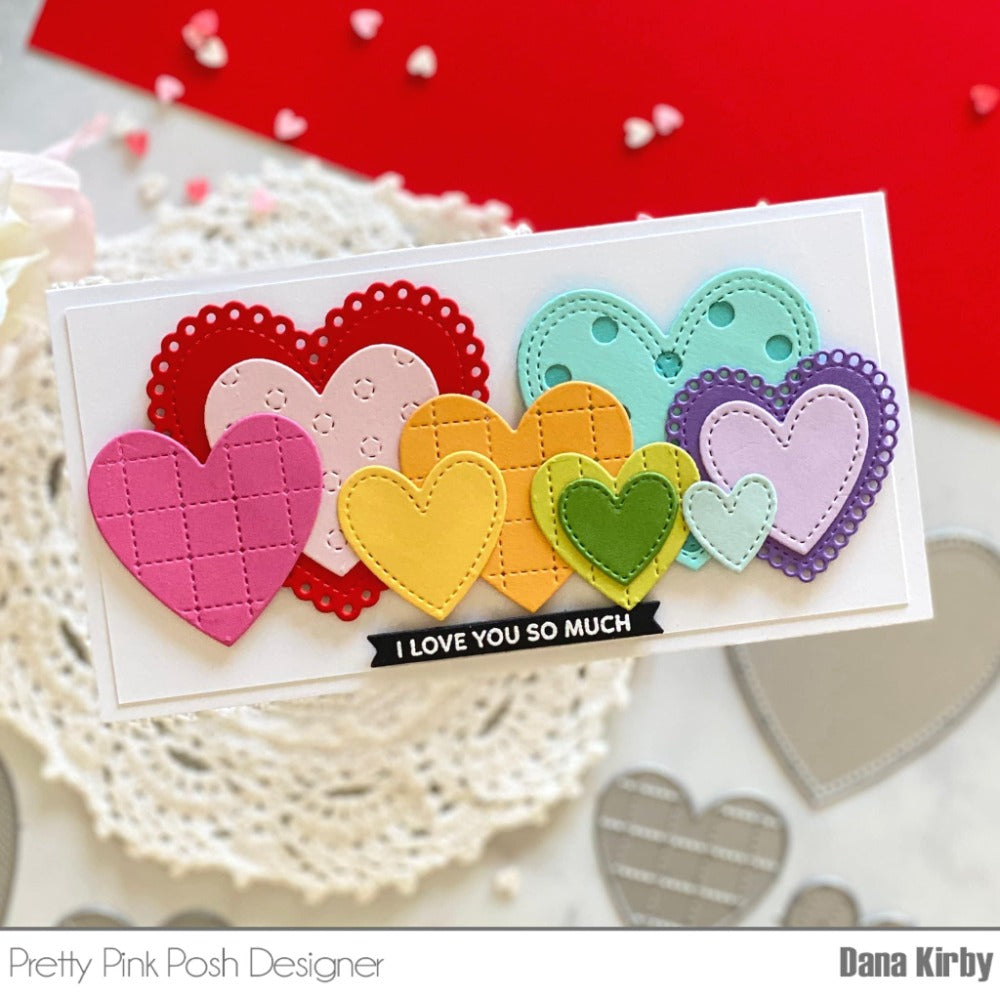Pretty Pink Posh Stitched Hearts Dies i love you