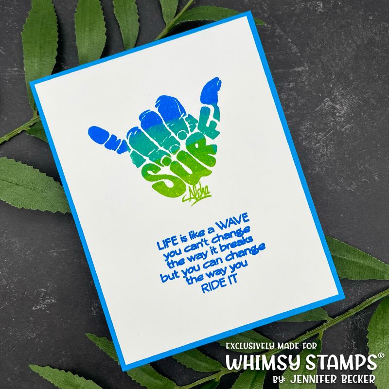 Whimsy Stamps ATC Catch the Wave Clear Stamps CWSD190b aloha