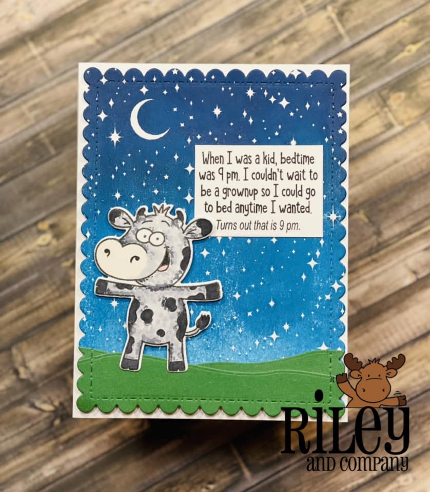 Riley And Company Funny Bones Bedtime Cling Rubber Stamp rwd-1157 Moon