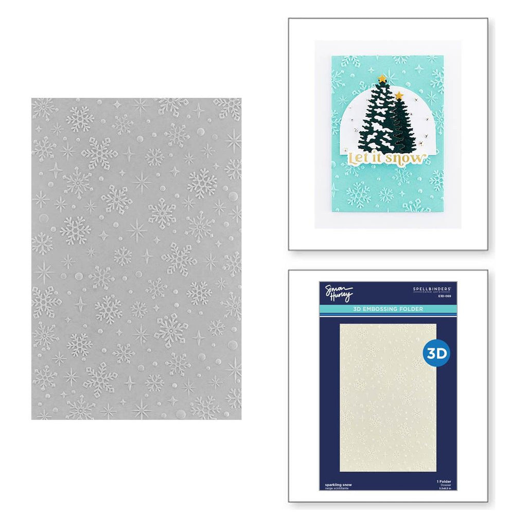 e3d-069 Spellbinders Sparkling Snow 3D Embossing Folder product image