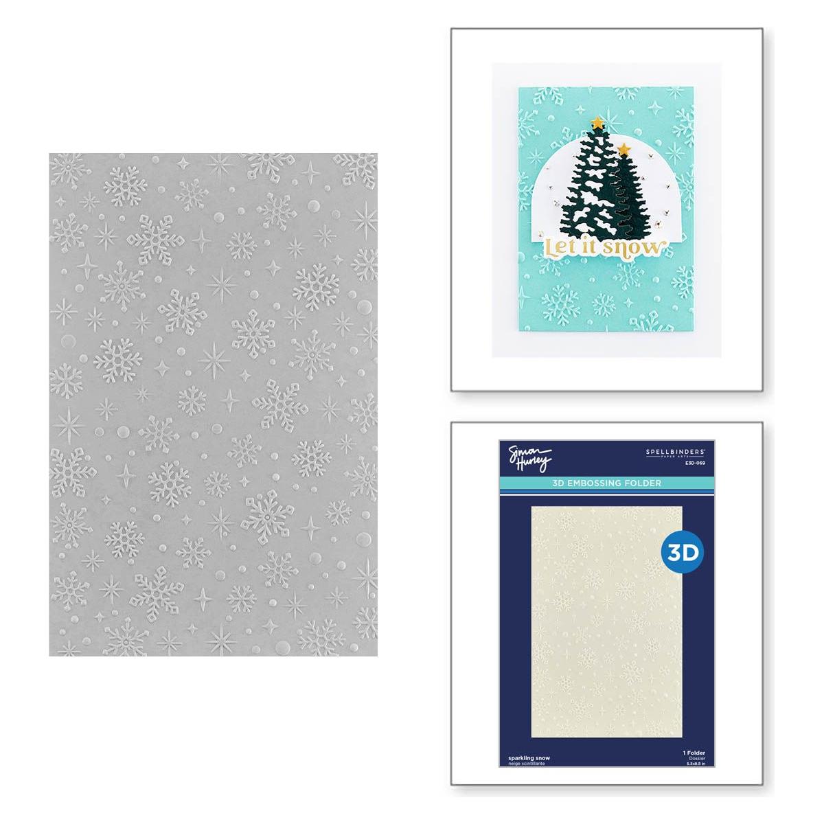 e3d-069 Spellbinders Sparkling Snow 3D Embossing Folder product image
