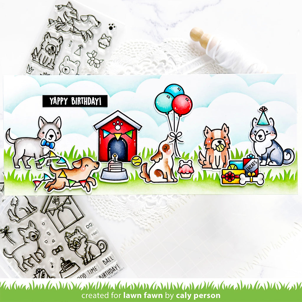 Lawn Fawn Yappy Birthday Clear Stamps lf3158 yappy sllimline | color-code:alt2