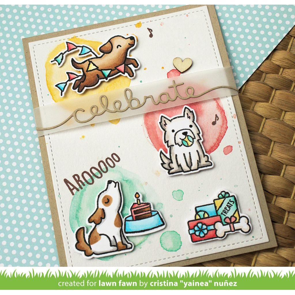 Lawn Fawn Set Yappy Birthday Add-On Stamps and Dies lf6yba celebrate