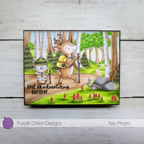 Purple Onion Designs Ranger Rockwell Unmounted Cling Stamp pod1390 have an adventurous birthday card