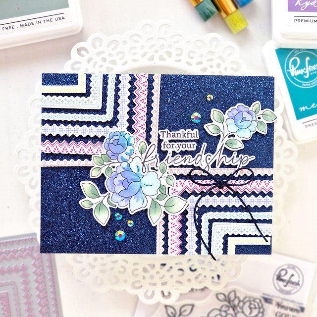 Pinkfresh Studio Be Fearless Stencils 242824 Thankful For Your Friendship Card
