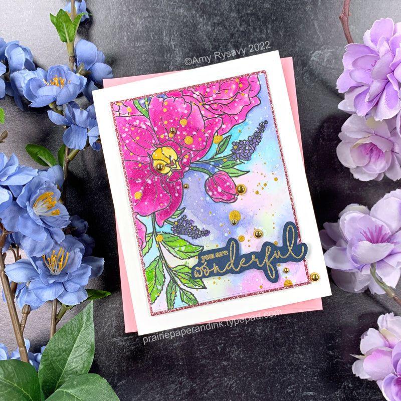 Tim Holtz Distress Chipped Sapphire Ink Pad And Reinker Bundle Ranger You Are Wonderful Card | color-code:ALT01