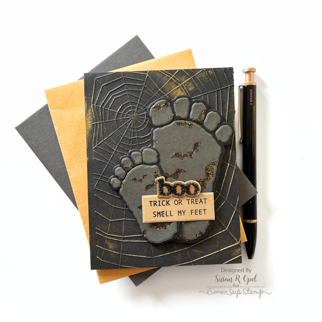 Simon Says Stamp Yeti Footprint Wafer Dies 1332sd Sugar and Spice Halloween Card