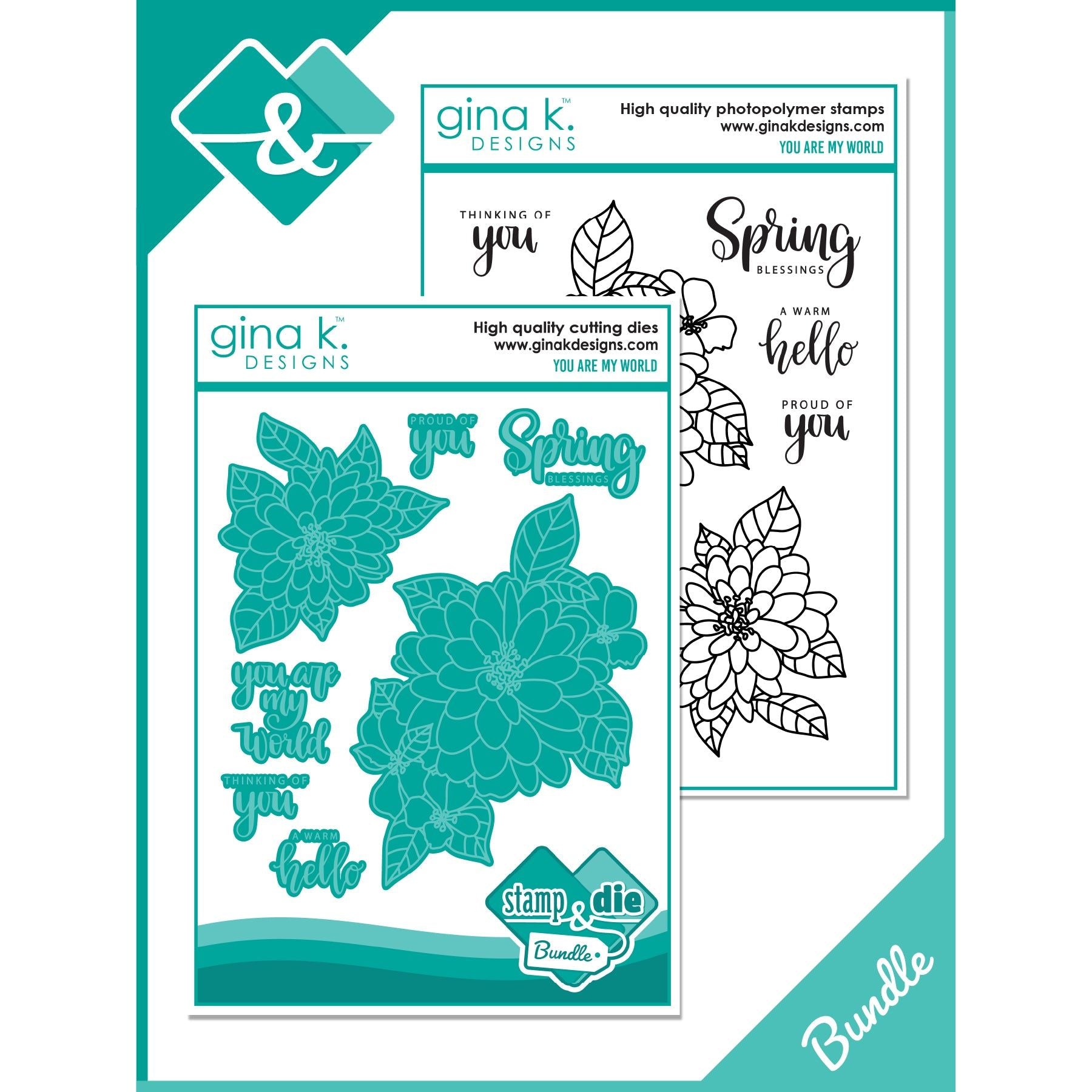 Gina K Designs You Are My World Clear Stamp and Die Bundle die0398