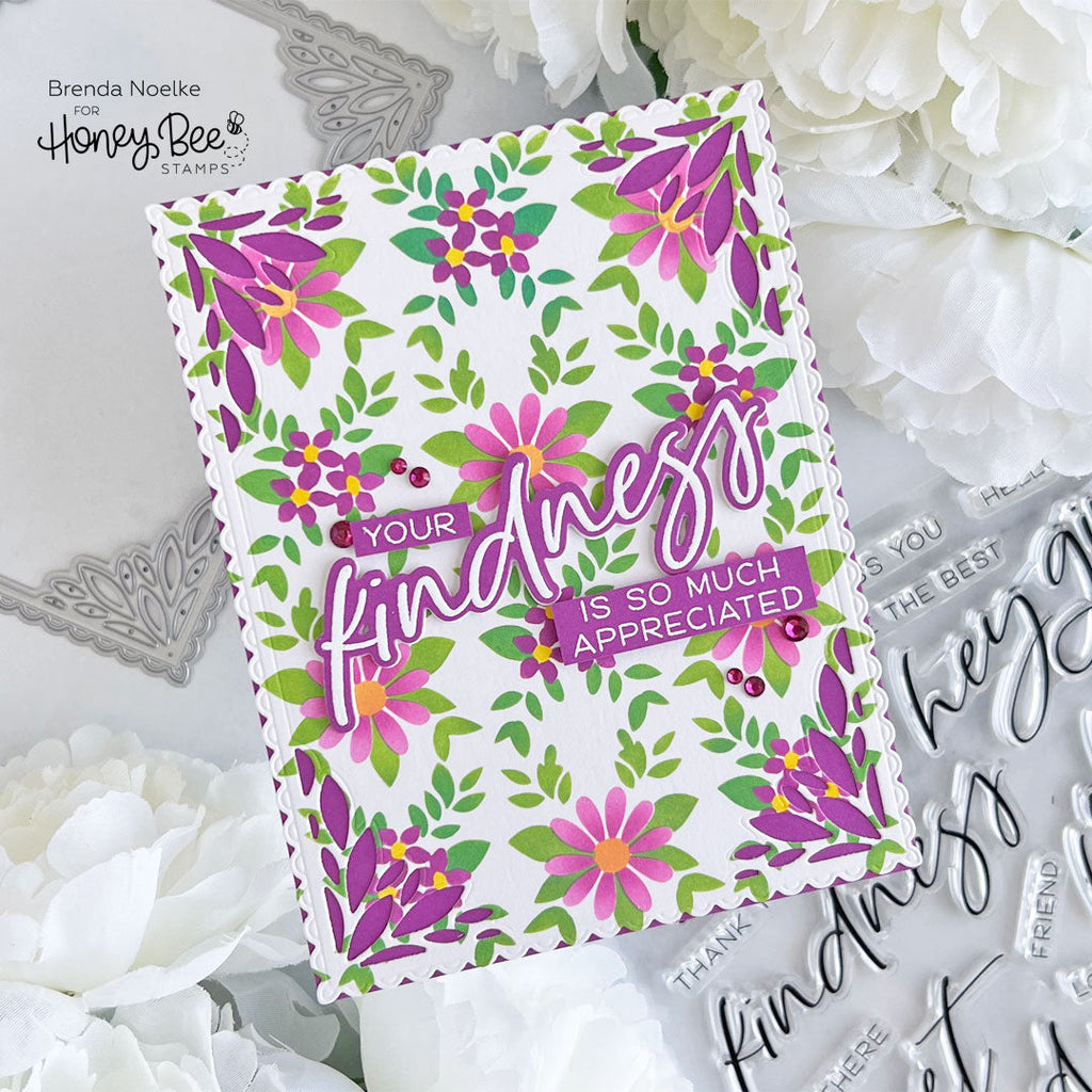 Honey Bee Daisy Lattice Stencil Set Of 4 hbsl-120 Floral Kindness Card | color-code:ALT01