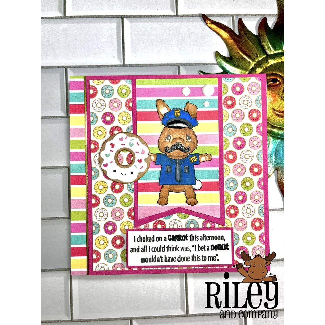 Riley And Company Funny Bones I Choked on a Carrot Cling Rubber Stamp rwd-1173 police bunny