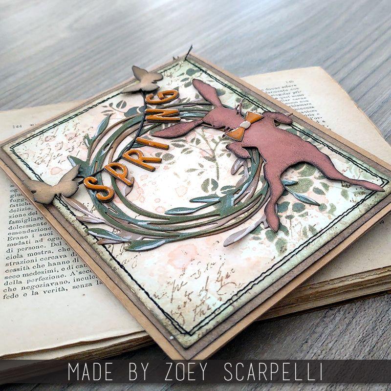 Tim Holtz Sizzix Vault Funky Floral Wreath Thinlits Dies 666563 bunny