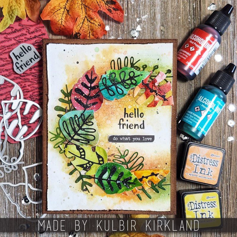 Tim Holtz Sizzix Artsy Leaves Thinlits Dies 666380 hello friend