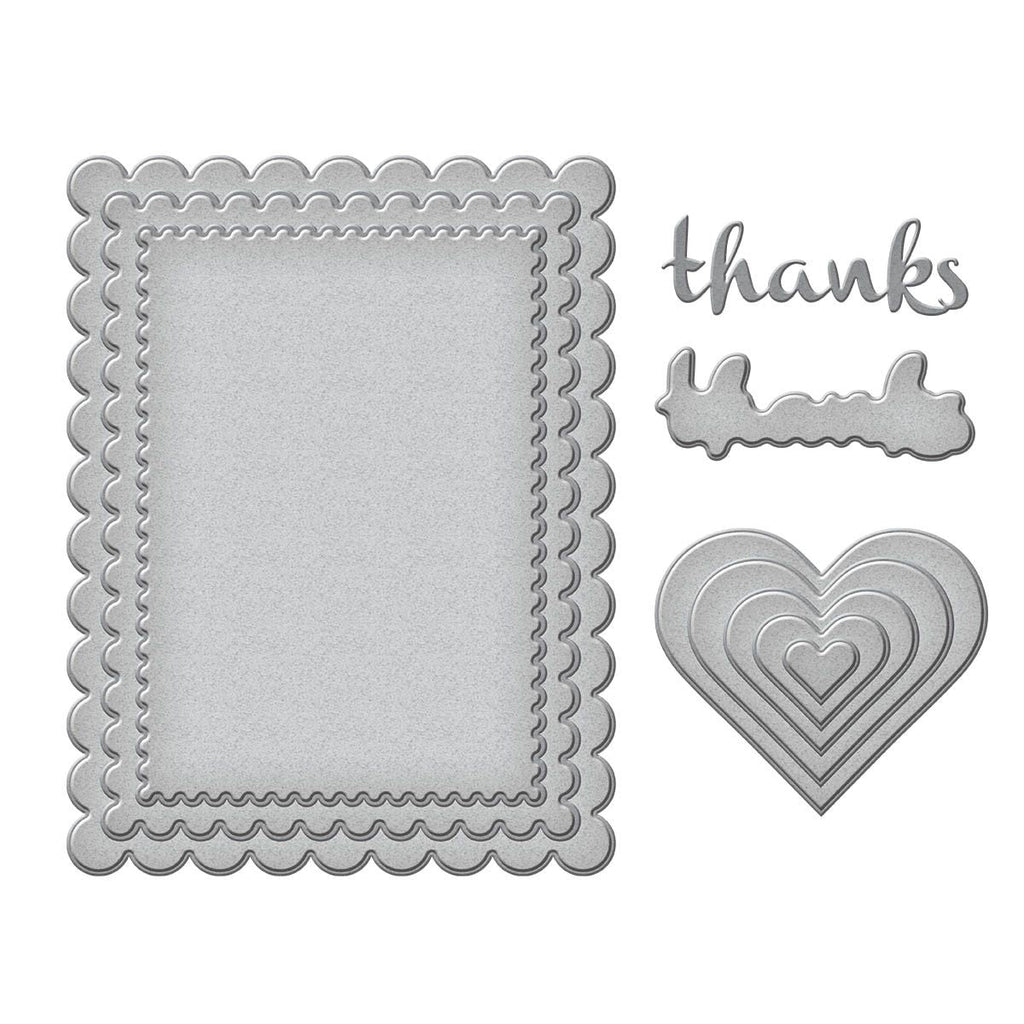 s5-616 Spellbinders Heartfelt Thanks and Scallops Etched Dies