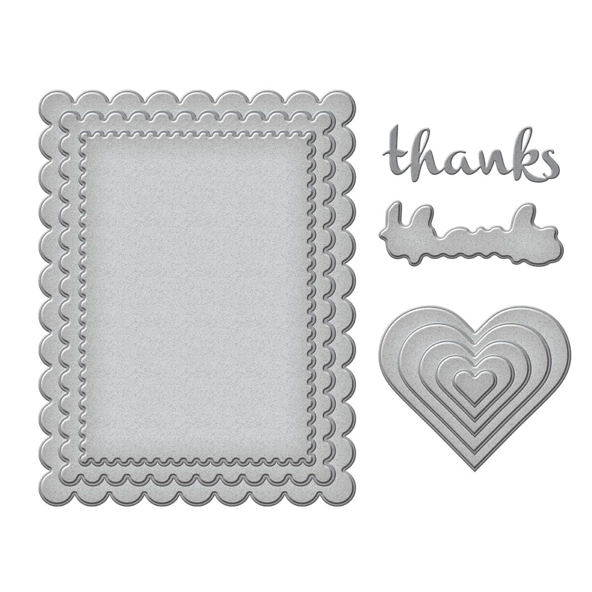 s5-616 Spellbinders Heartfelt Thanks and Scallops Etched Dies