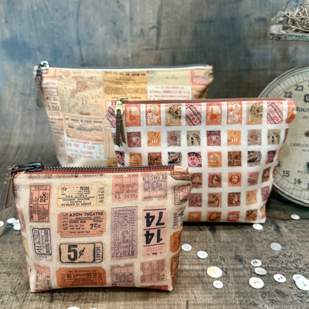 Handmade Zipper Pouches are Approachable AND Make a GREAT GIFT Richele Christensen Tim Holtz Fabric Eclectic Elements orange pink red palette | color-code:alt4