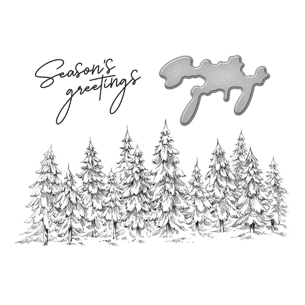 bp-073 Spellbinders Seasons Greetings Evergreens Press Plate and Die Set