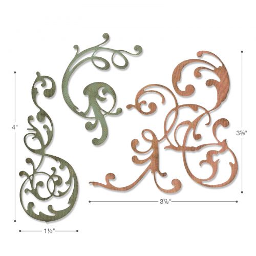 Tim Holtz Sizzix ADORNED Thinlits Dies 664176 dimensions