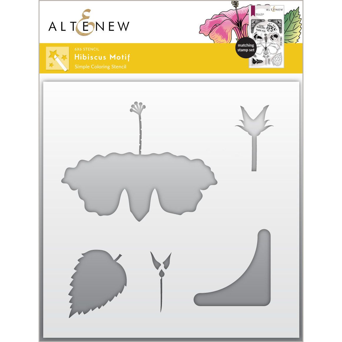 Altenew Hibiscus Motif Simple Coloring Stencil alt8217