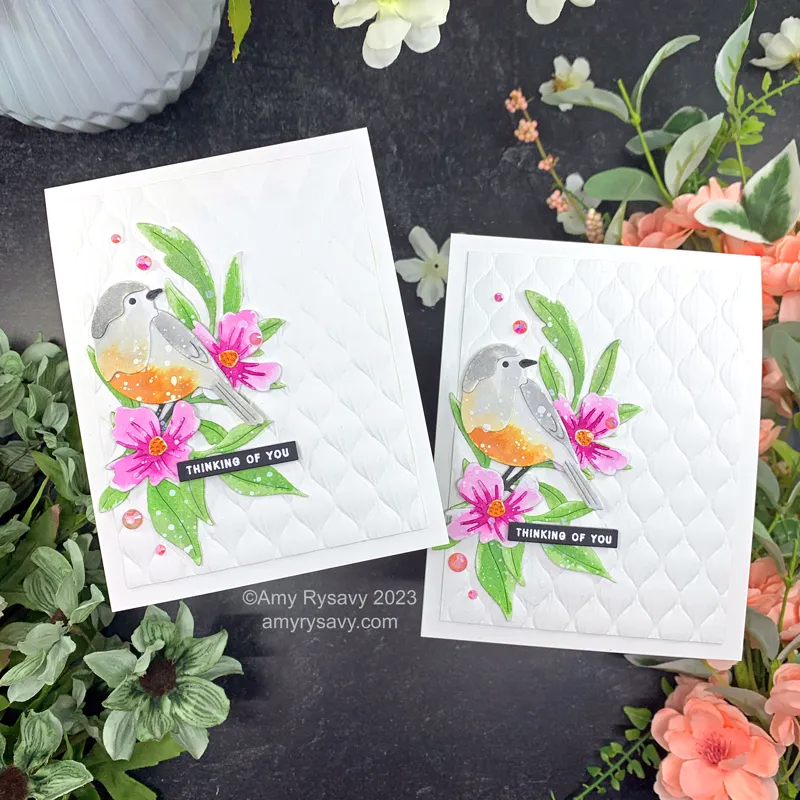 Simon Says Stamp LAYERED WARBLER Wafer Dies s794 Cozy Hugs Thinking of You Cards | color-code:ALT05