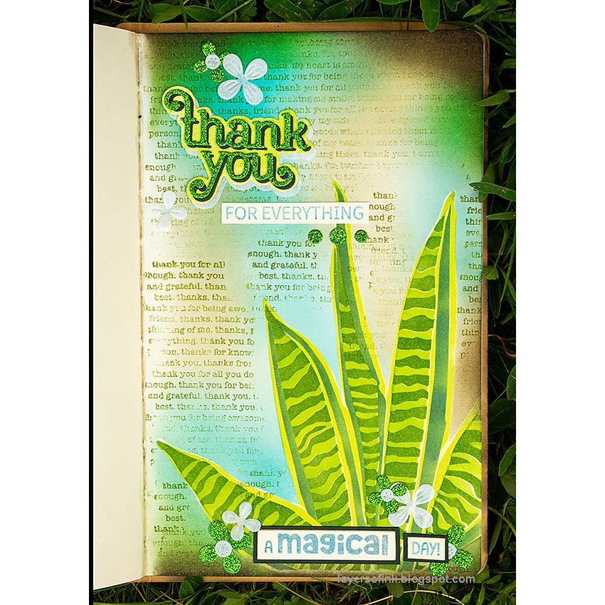 Simon Says Stamp Set of 5 Stencils Snake Plant 1085mtc Moments in Time Thank You Art Journal Page | color-code:ALT04