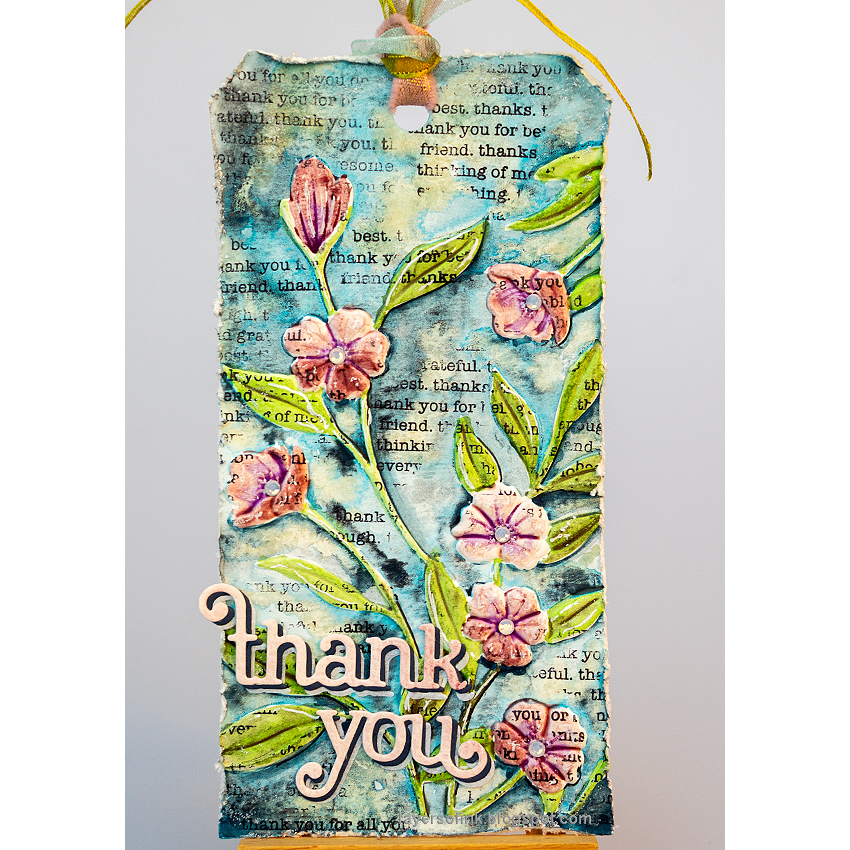 Simon Says Stamp Embossing Folder Floral Bunches sf501 Moments in Time Thank You Tag | color-code:ALT06