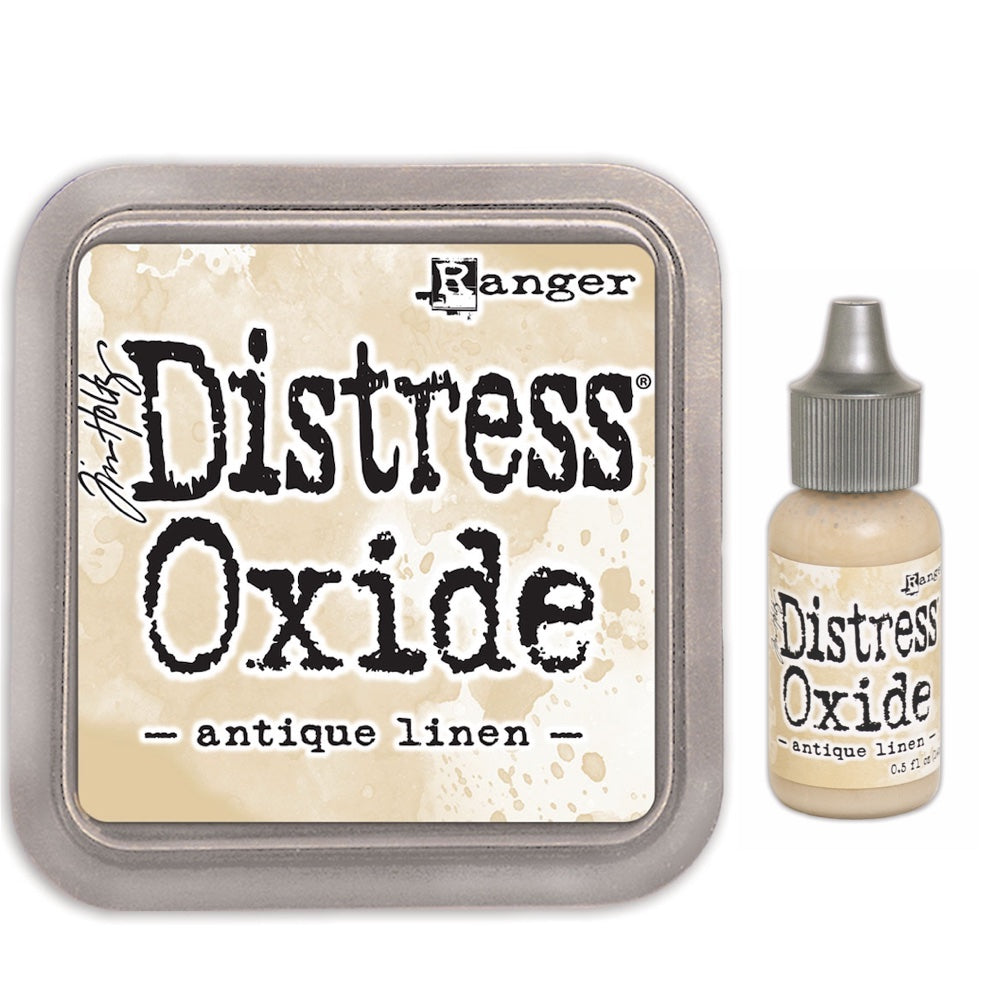 Tim Holtz Distress Antique Linen Oxide Ink Pad And Reinker Bundle Ranger
