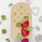 arch shaped card or tag with strawberry detail