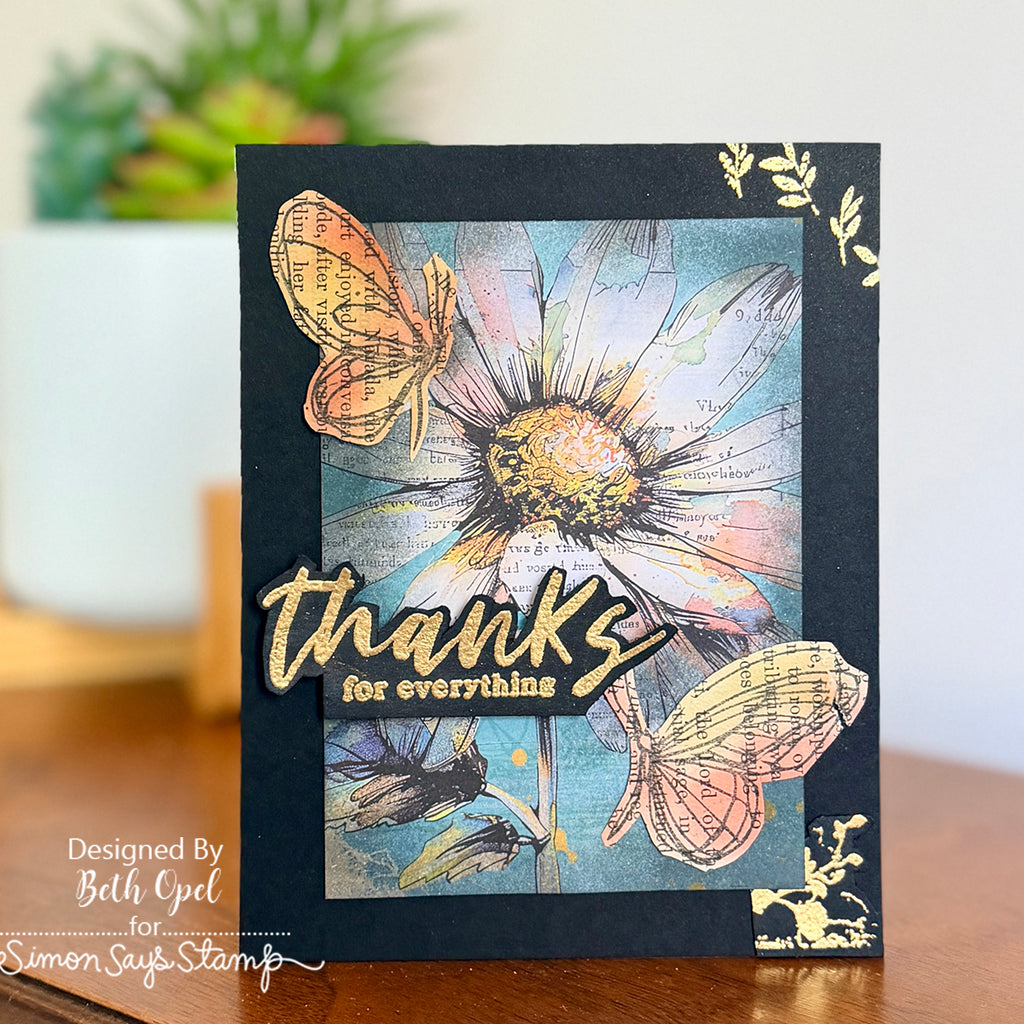 Simon Says Stamp Set of 2 Stencils and 3 Masks A Little Artsy 1135stc Thanks Card | color-code:ALT02