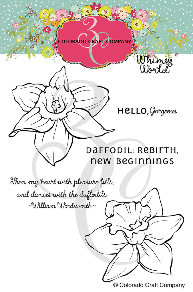 Colorado Craft Company Whimsy World Dancing Daffodils Clear Stamps ww978