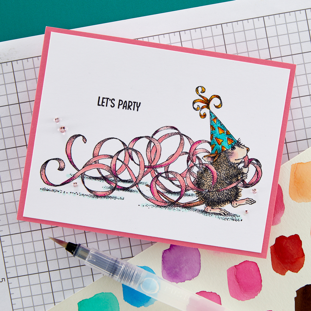 rsc-010 Spellbinders Party Streamers Cling Rubber Stamps let's party