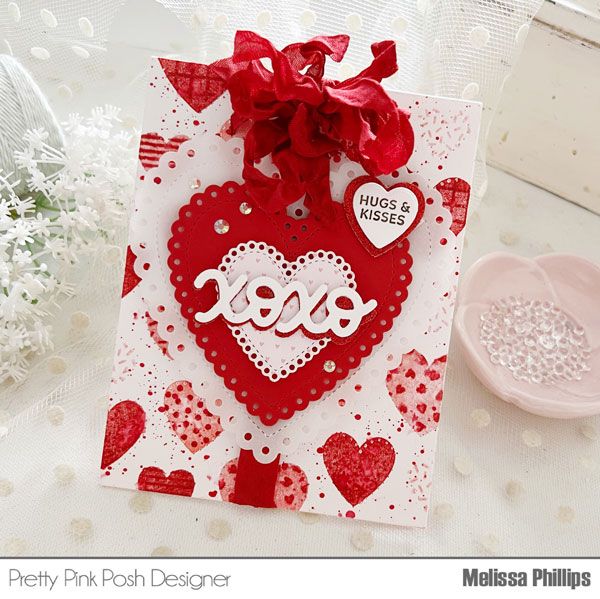 Pretty Pink Posh Decorative Hearts Clear Stamps xoxo