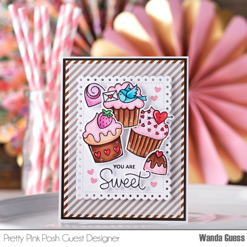 Pretty Pink Posh Valentine Cupcakes Clear Stamps you are sweet