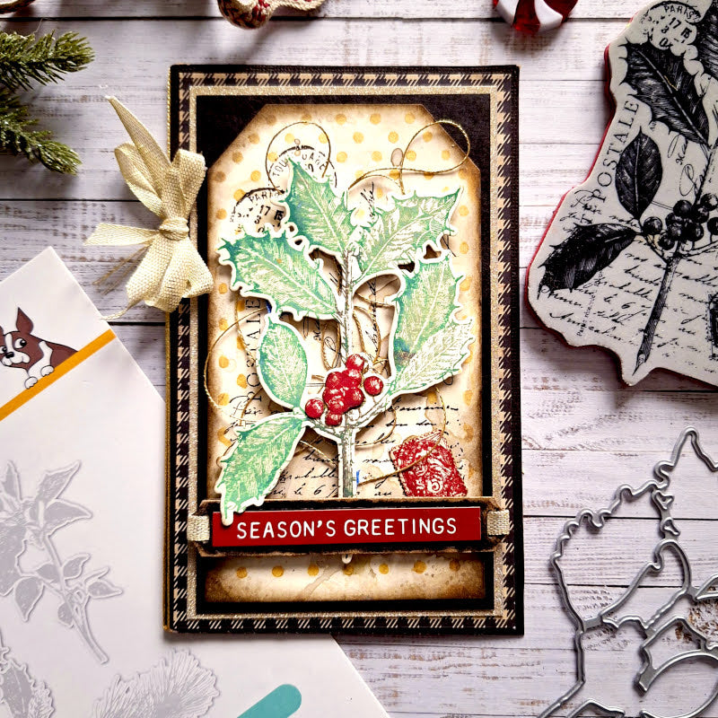 PREORDER Tim Holtz Cling Rubber Stamps Festive Collage cms459