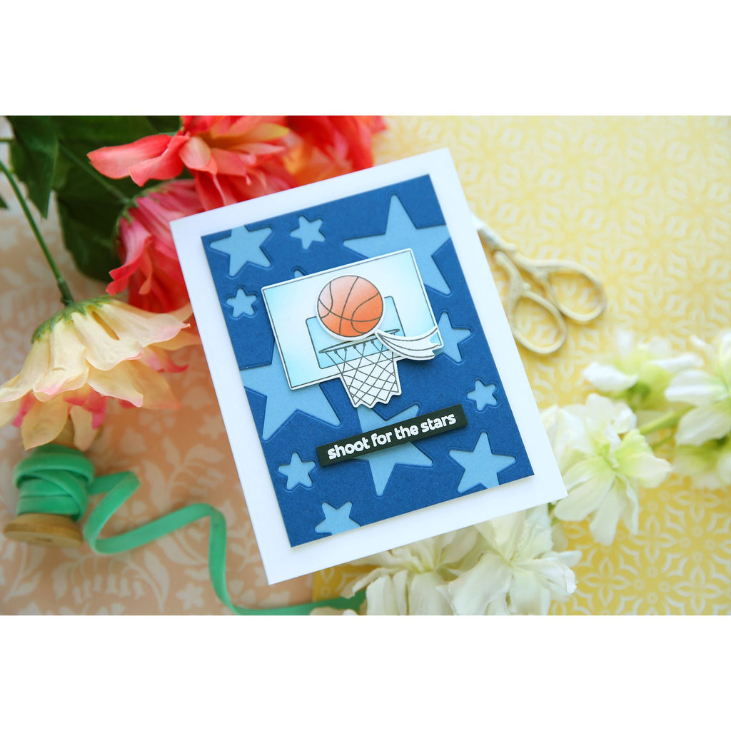 Rainbow Splash Stencil Basketball rss112c Encouragement Card | color-code:ALT01
